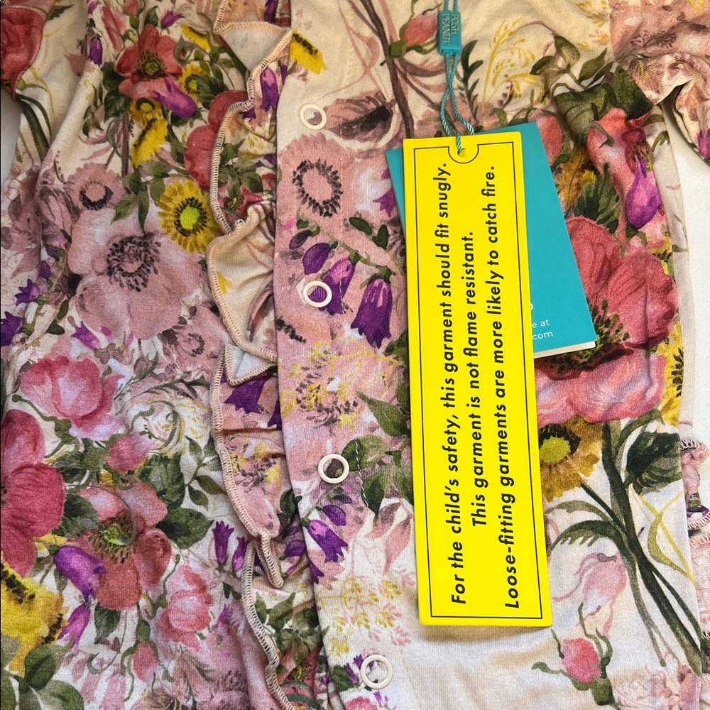 Posh Peanut Floral Kids Pajamas - Pink and Yellow - Picture 2 of 4